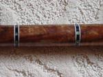 Kurts finished handle section completed. Curly Koa with ebony and ivory rings with abalone dots.